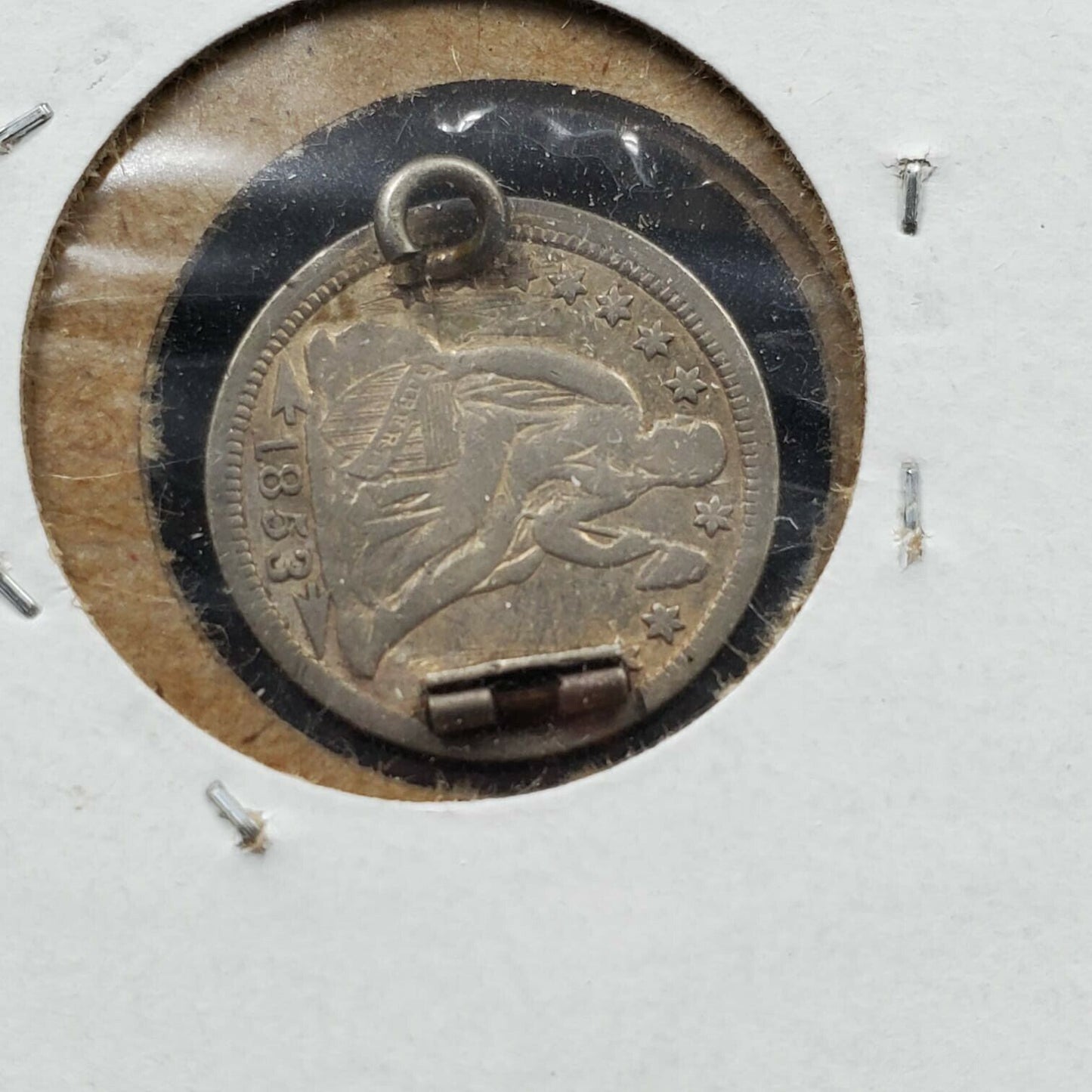 1853 Seated Liberty Dime Engraved Love Token Pendant BLANK VICTORIAN DESIGN