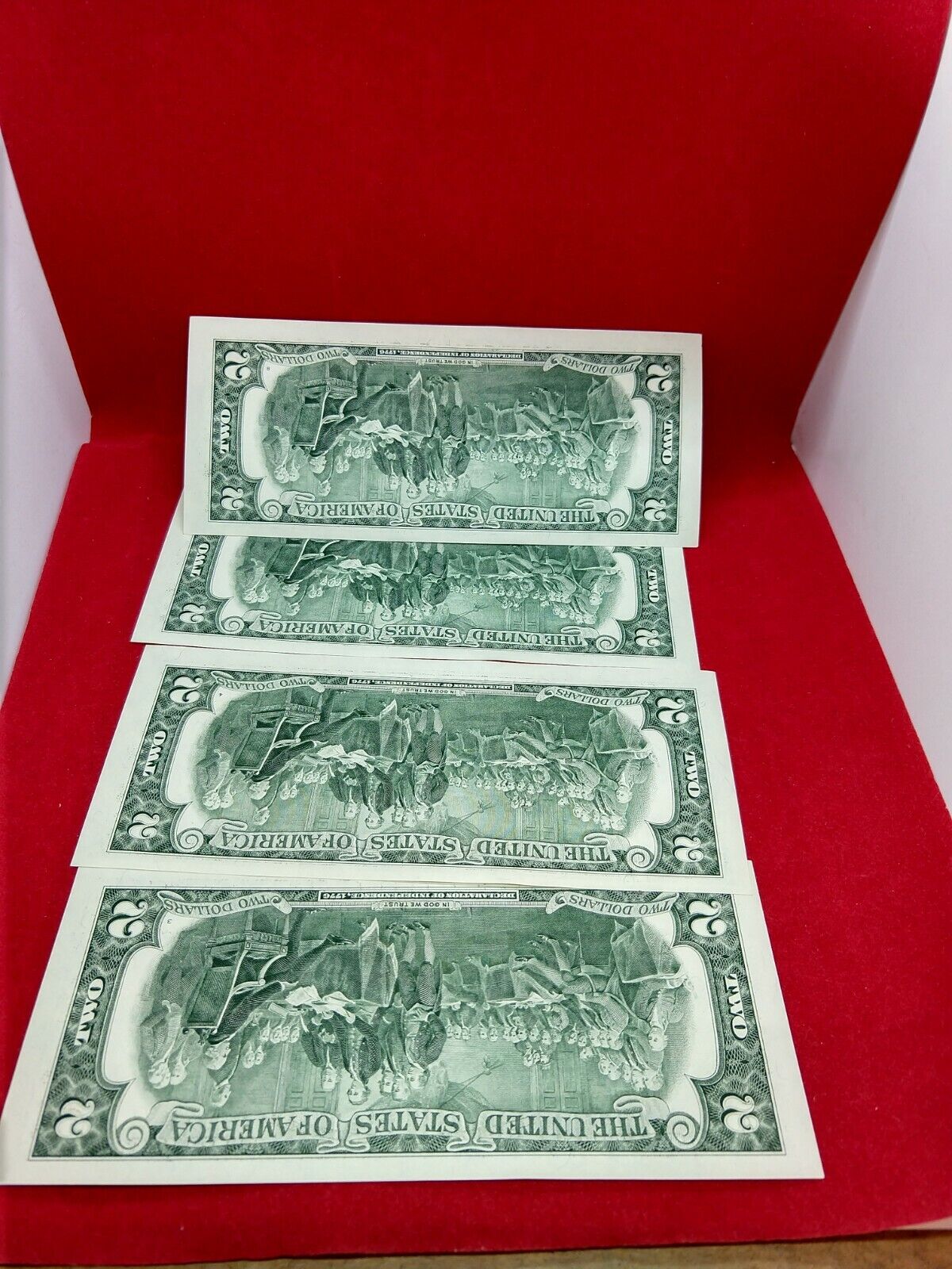 LOT OF 4 CONSECUTIVE 2003 $2 FRN FEDERAL RESERVE NOTE GREEN SEAL CH UNC