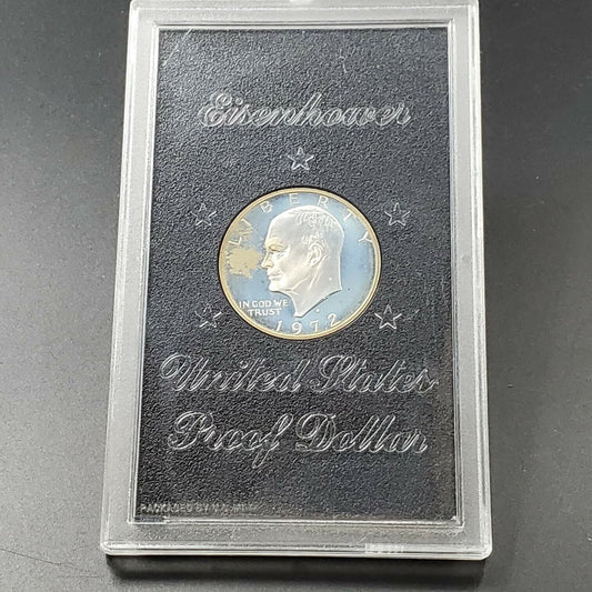 1972 S $1 Eisenhower Brown Ike 40% Proof Silver Dollar Coin OGP NEAT ODD TONING