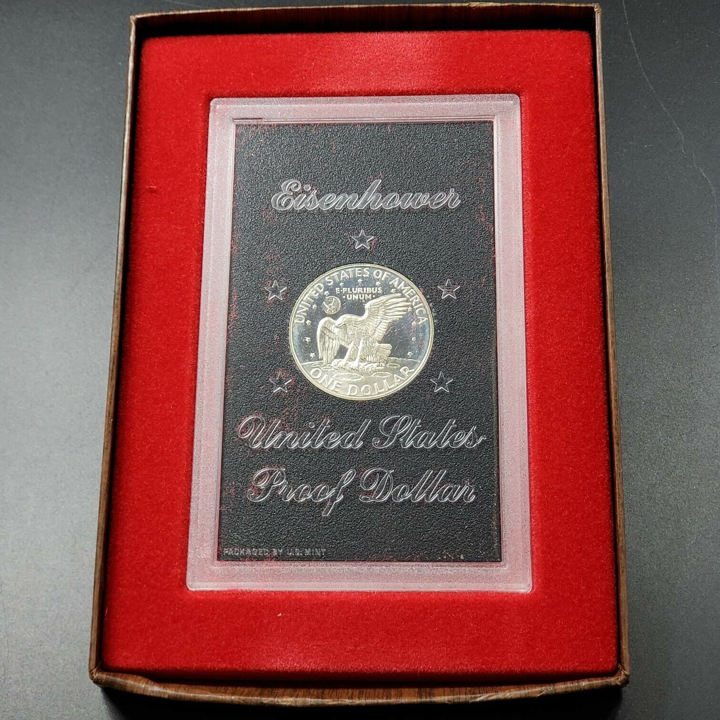 1973 S $1 Eisenhower Brown Ike 40% Proof Silver Dollar Coin OGP GEM DCAM
