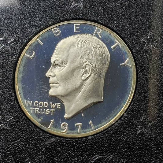 1971 S $1 Eisenhower Brown Ike 40% Proof Silver Dollar Coin OGP GEM DCAM