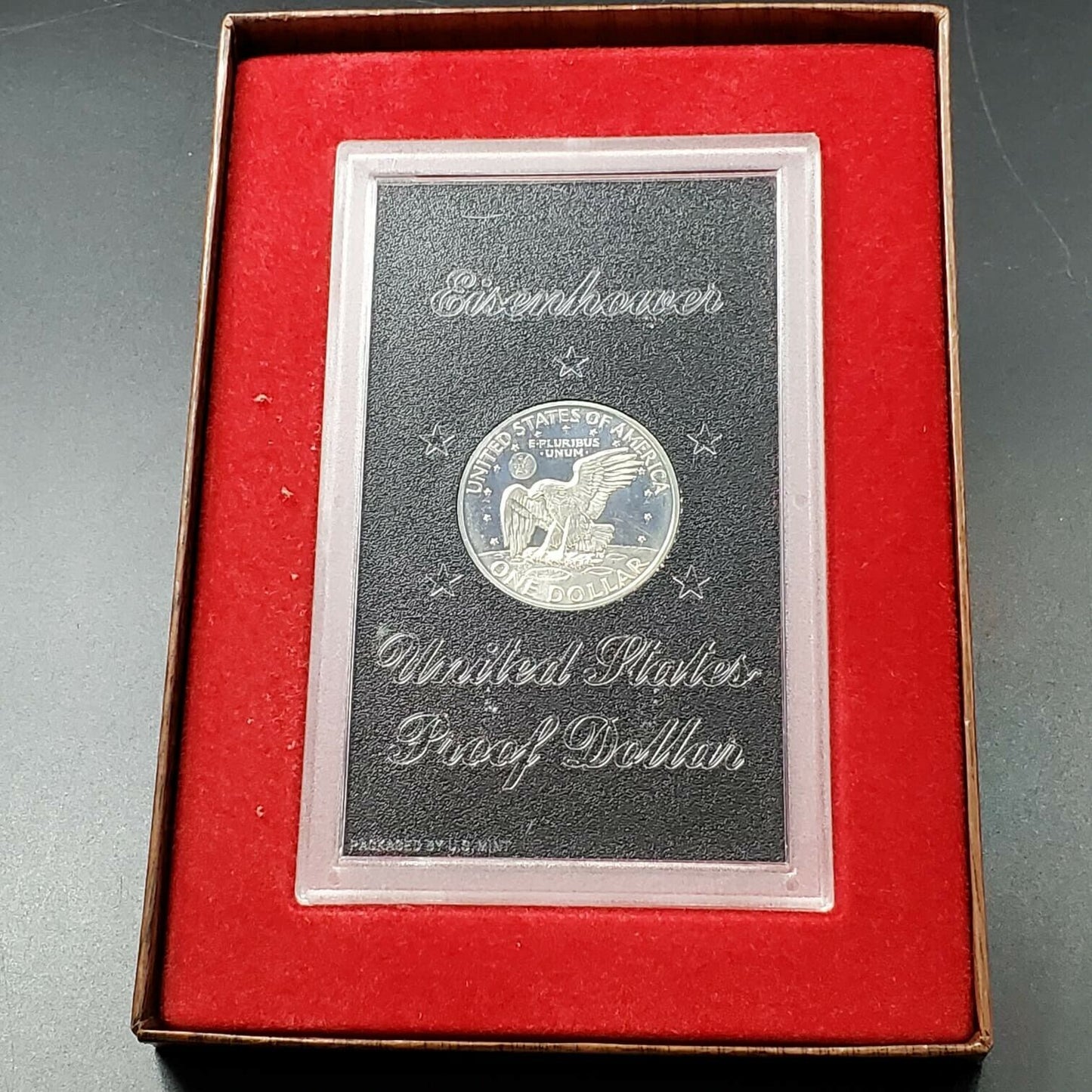 1971 S $1 Eisenhower Brown Ike 40% Proof Silver Dollar Coin OGP GEM DCAM