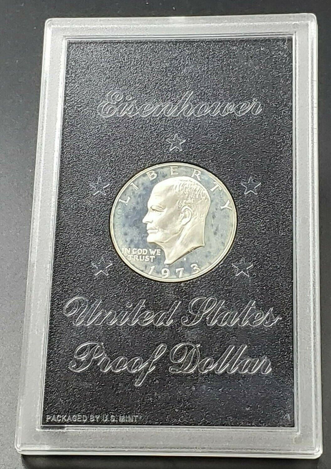 1973 S $1 Eisenhower Brown Ike 40% Proof Silver Dollar Coin Original Case Toned