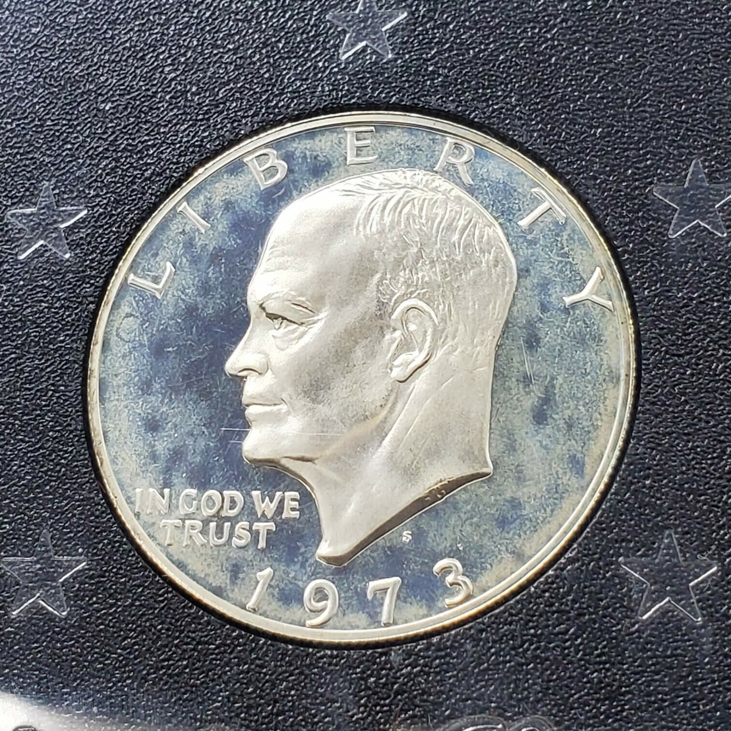 1973 S $1 Eisenhower Brown Ike 40% Proof Silver Dollar Coin Original Case Toned