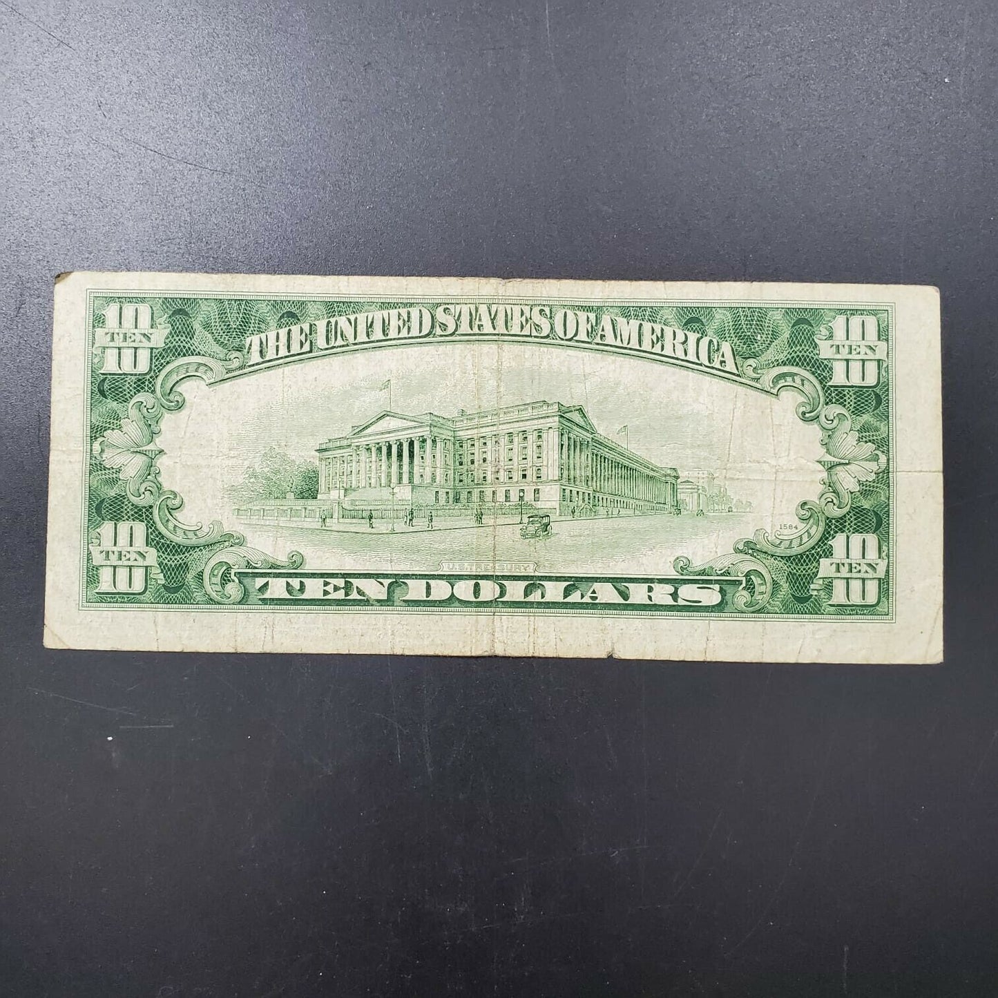 1950 A $10 Green Seal FRN Federal Reserve Note VG / FINE DBL REPEAT SERIAL #