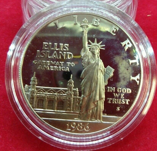 1986 S $1 Proof Statue Of Liberty Ellis Island Silver Commemorative Dollar Coin