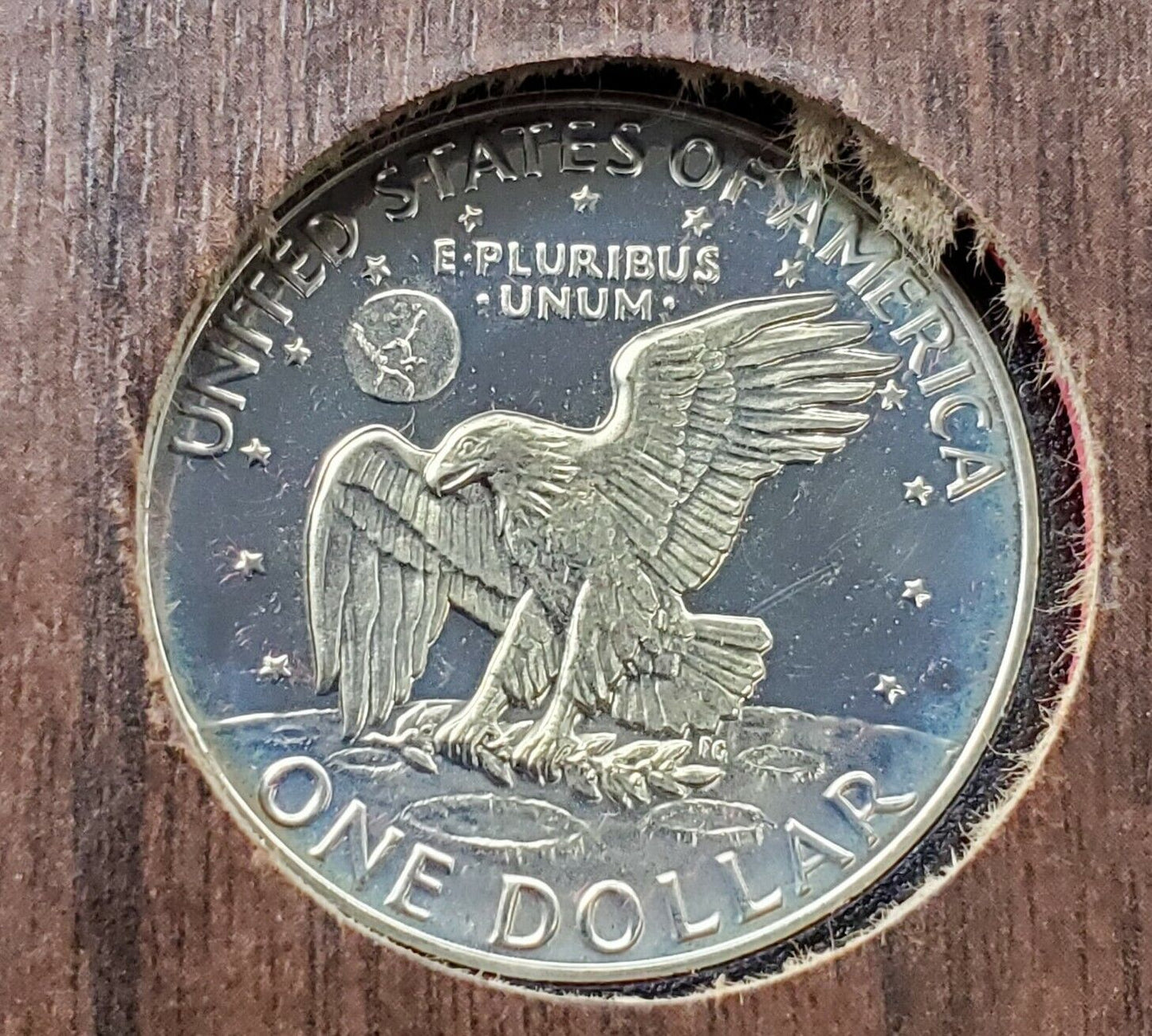 1974 S $1 Eisenhower Brown Ike 40% Proof Silver Dollar PQ Blue Toning DCAM