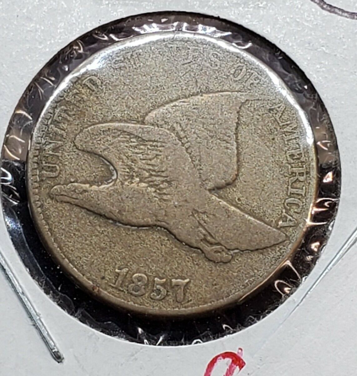1857 Flying Eagle Cent Penny Coin VG / Fine Details Cleaned Pre Civil War Era