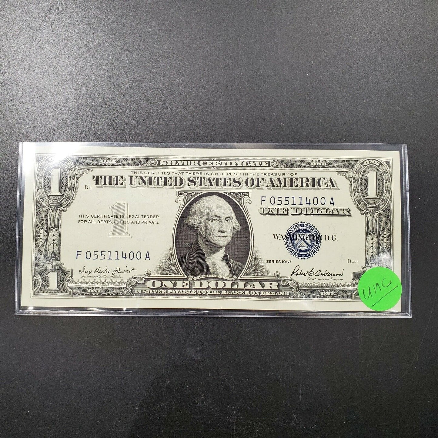 1957 $1 USA Silver Certificate Blue Seal Choice UNC Triple Repeat Serial Number
