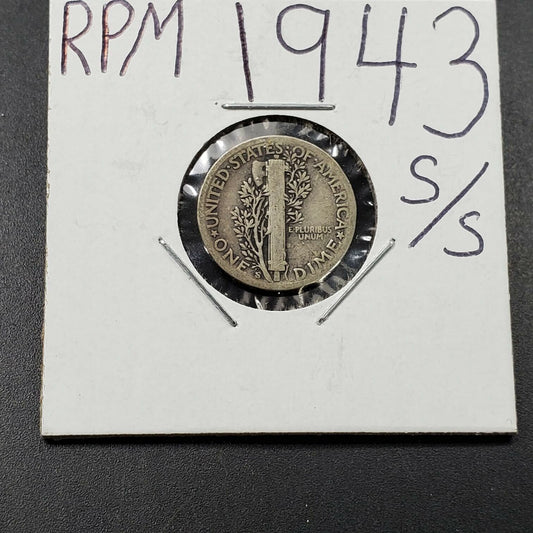 1943 S / S Mercury Dime Silver Coin RPM Variety Circulated