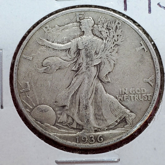 1936 S Walking Liberty Silver Half Dollar Coin Choice VF Very Fine Circulated