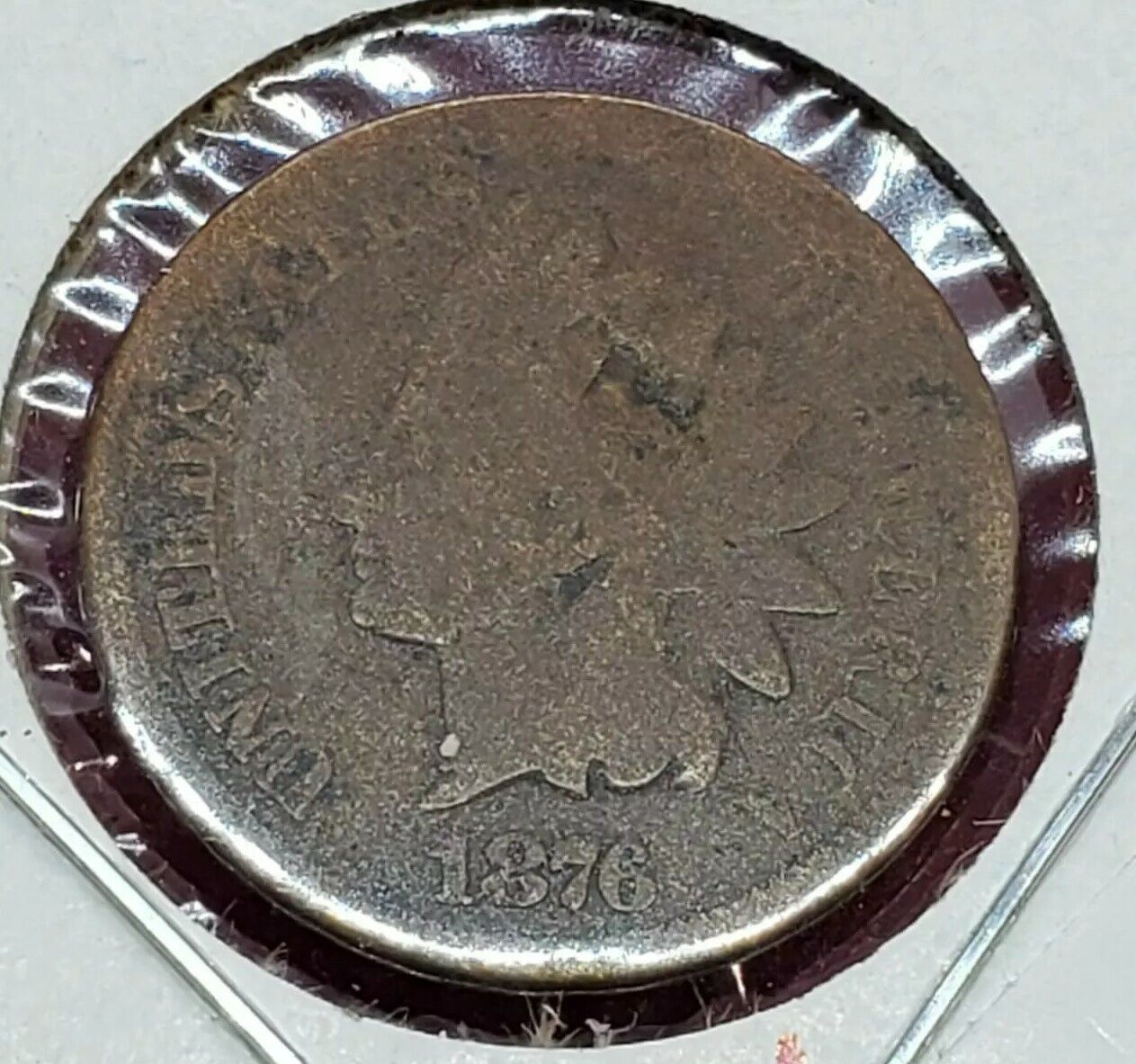 1876 Indian Head Copper Bronze Cent Penny Coin Choice AG About Good