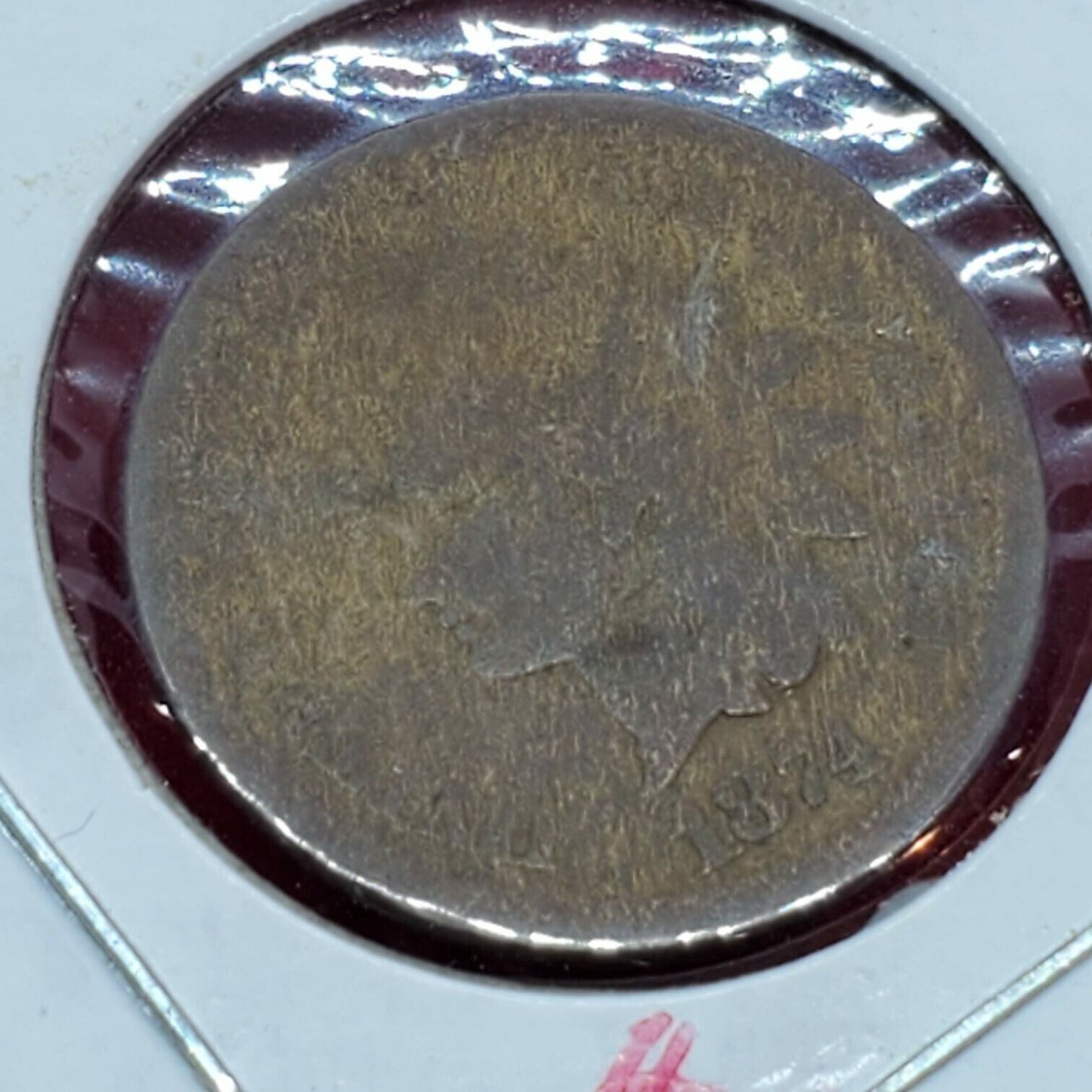 1874 Indian Head Copper Bronze Cent Penny Coin Fair / AG Circulated Semi Key