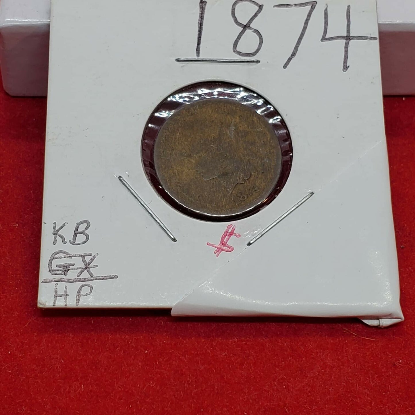 1874 Indian Head Copper Bronze Cent Penny Coin Fair / AG Circulated Semi Key
