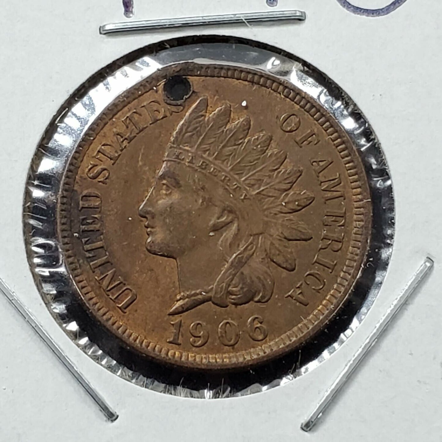 1906 P Indian Head Cent Penny Coin CH AU Details Holed Jewelry for Pendant