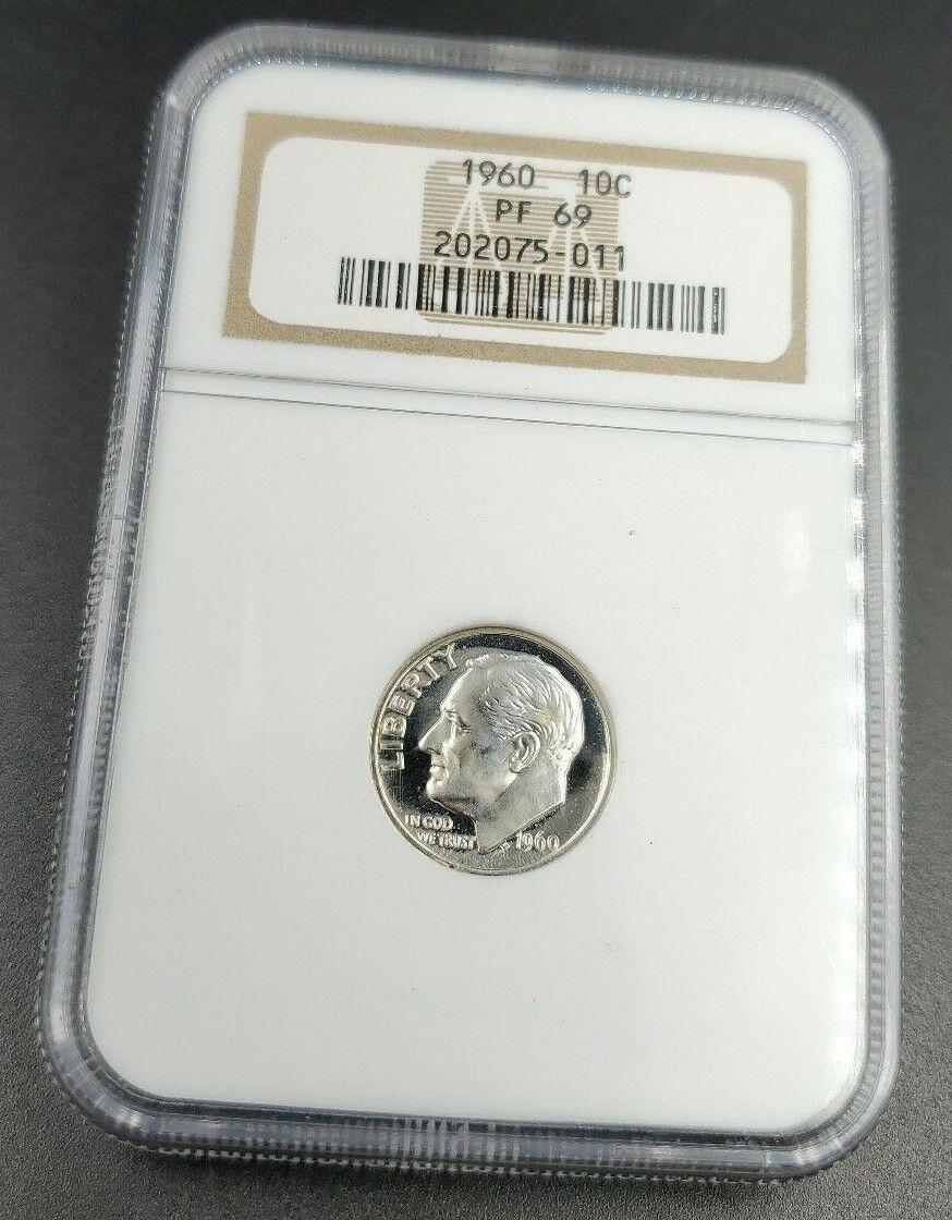 1960 P Proof Roosevelt Silver Dime Coin NGC PF69 Obverse Cameo