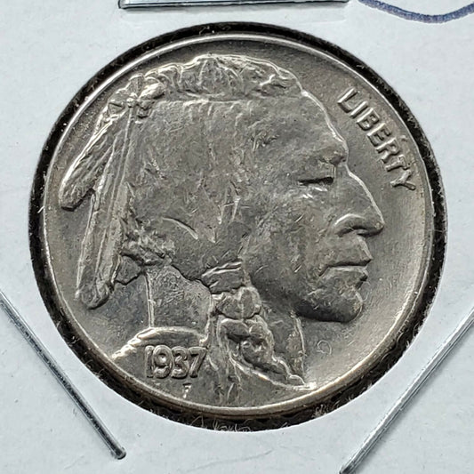 1937 P 5c Buffalo Nickel Coin Average BU Uncirculated