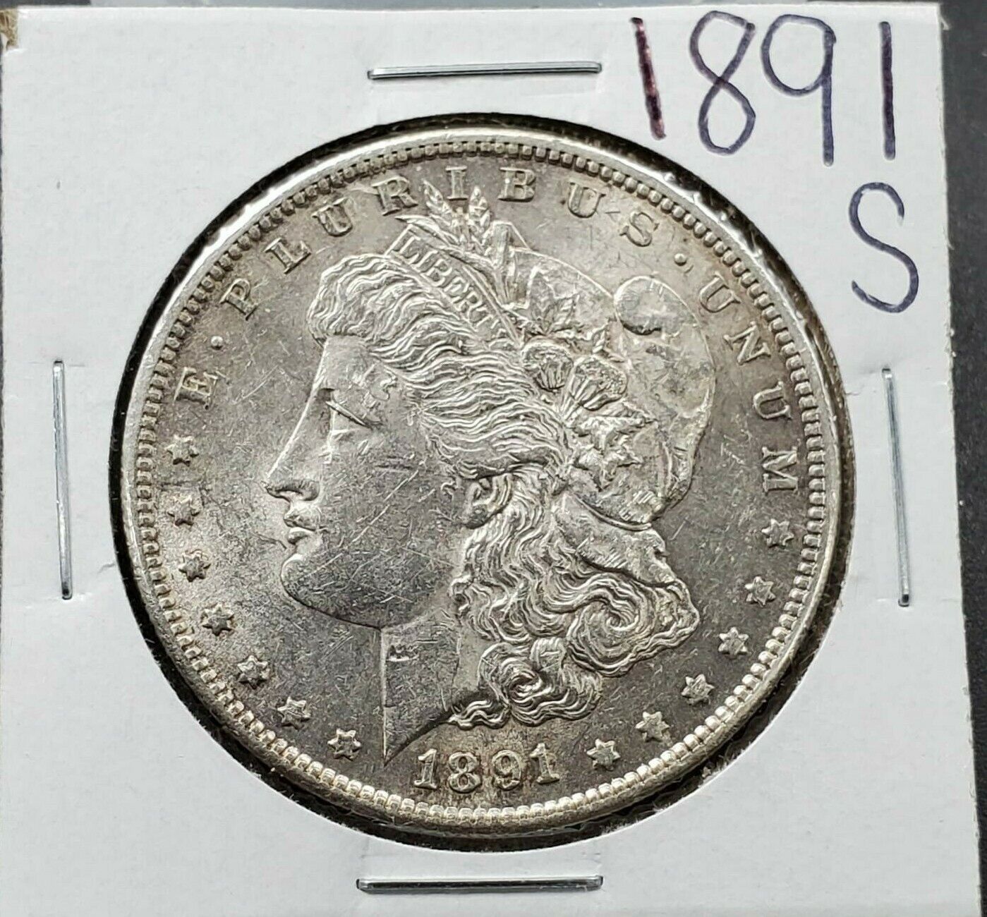 1891 S Morgan Silver Eagle Dollar Coin Average UNC Uncirculated
