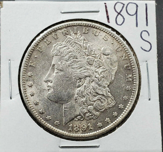 1891 S Morgan Silver Eagle Dollar Coin Average UNC Uncirculated