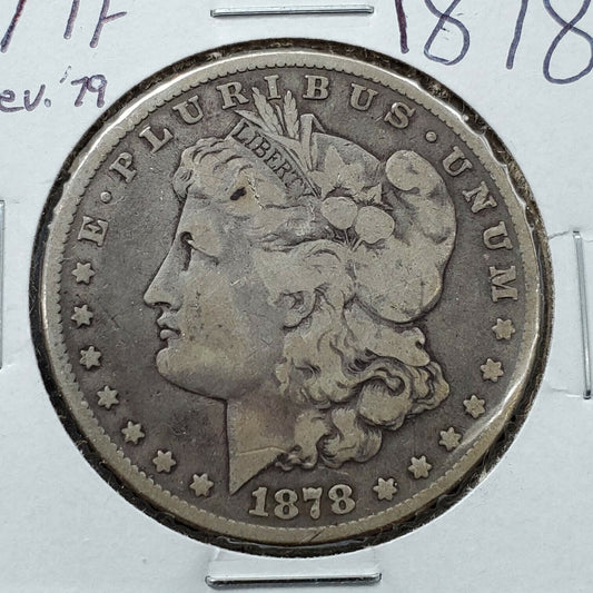 1878 P 7 TF REV 79 Morgan Silver Dollar Coin Philadelphia Choice VF Very Fine