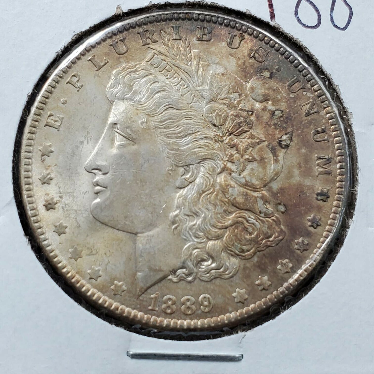 1889 P Morgan Silver Dollar Coin Choice AU About UNC Original Toning toner
