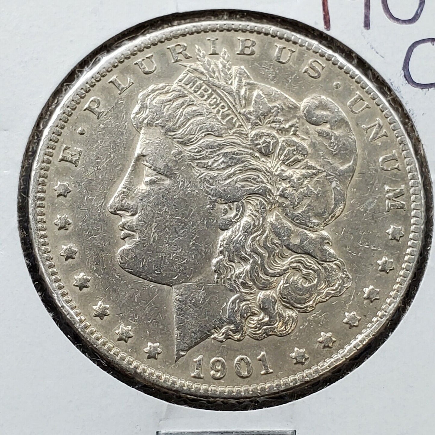 1901 O Morgan Silver Dollar Coin AU About UNC Details Cleaned Shiny Nice