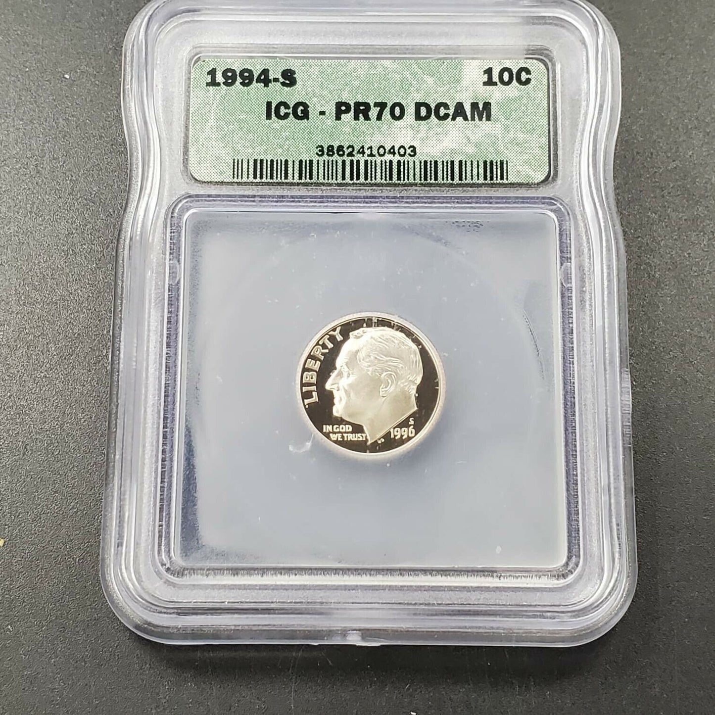 1994 S Roosevelt Proof Clad Dime Coin Retro ICG PR70 DCAM Deep Cameo Old Slab