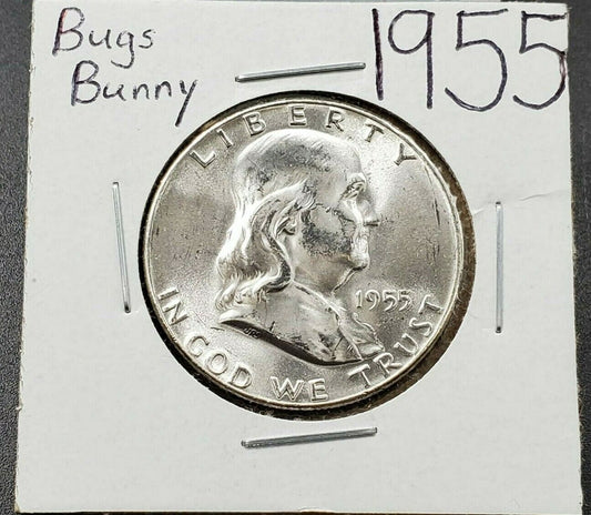 1955 P Franklin Half Dollar AVG / CH BU Bugs Bunny Breen-5240 FS-401 Variety