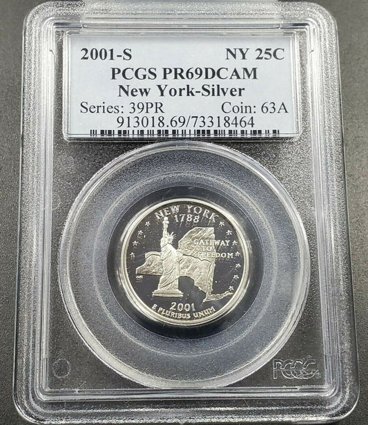 2001 S NEW YORK SILVER State Quarter Coin PCGS PR69 DCAM UCAM San Francisco Mint