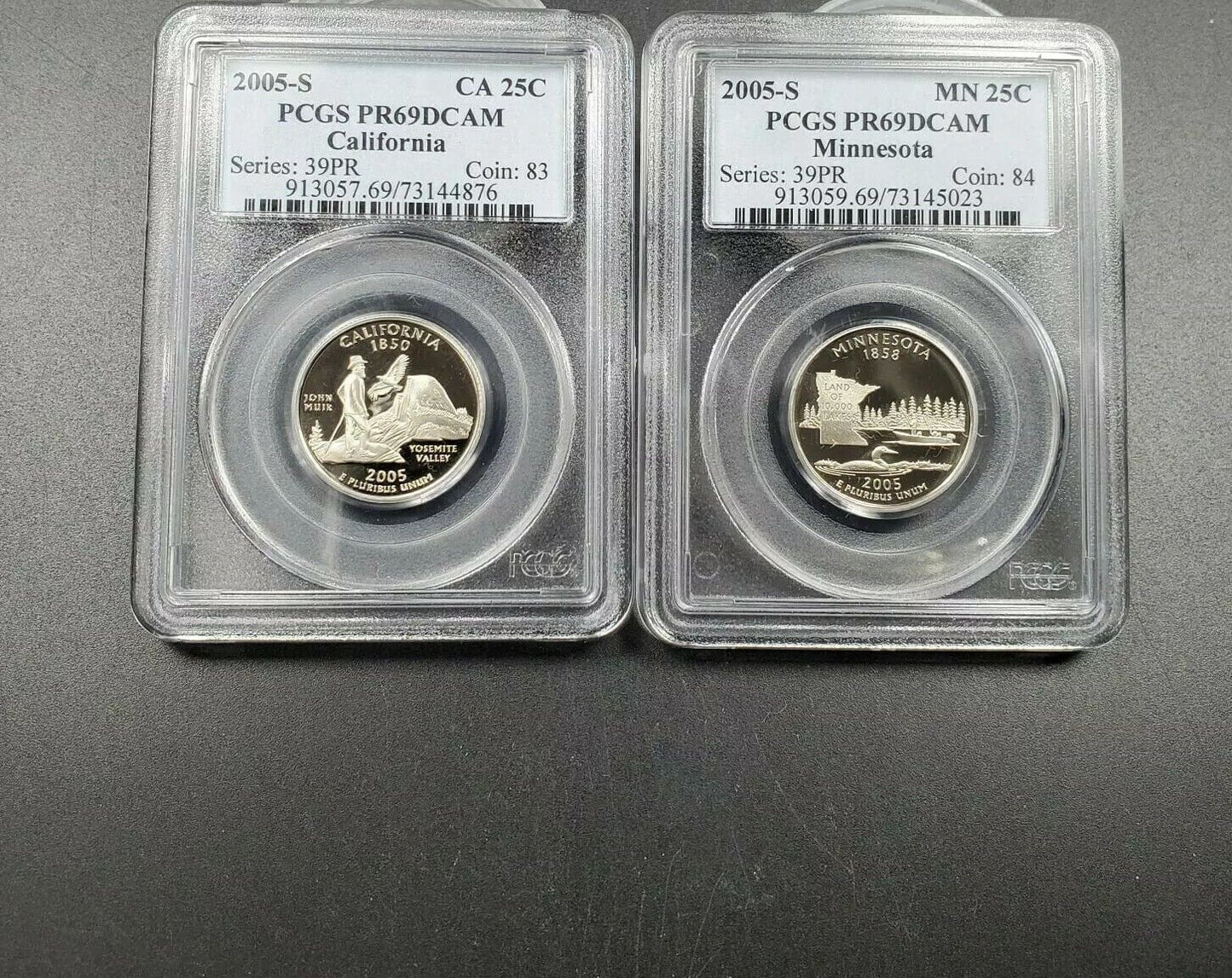 2005 S Complete 5 Coin CLAD Proof Quarter Set PCGS Graded PR69 DCAM
