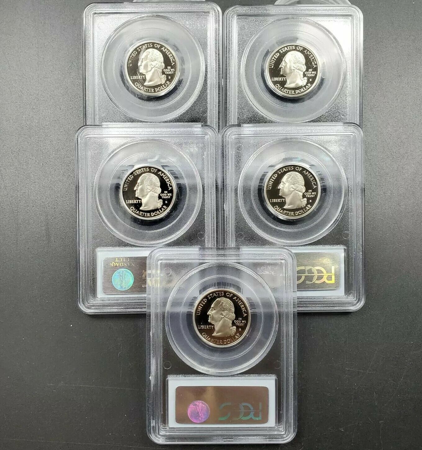 2005 S Complete 5 Coin CLAD Proof Quarter Set PCGS Graded PR69 DCAM