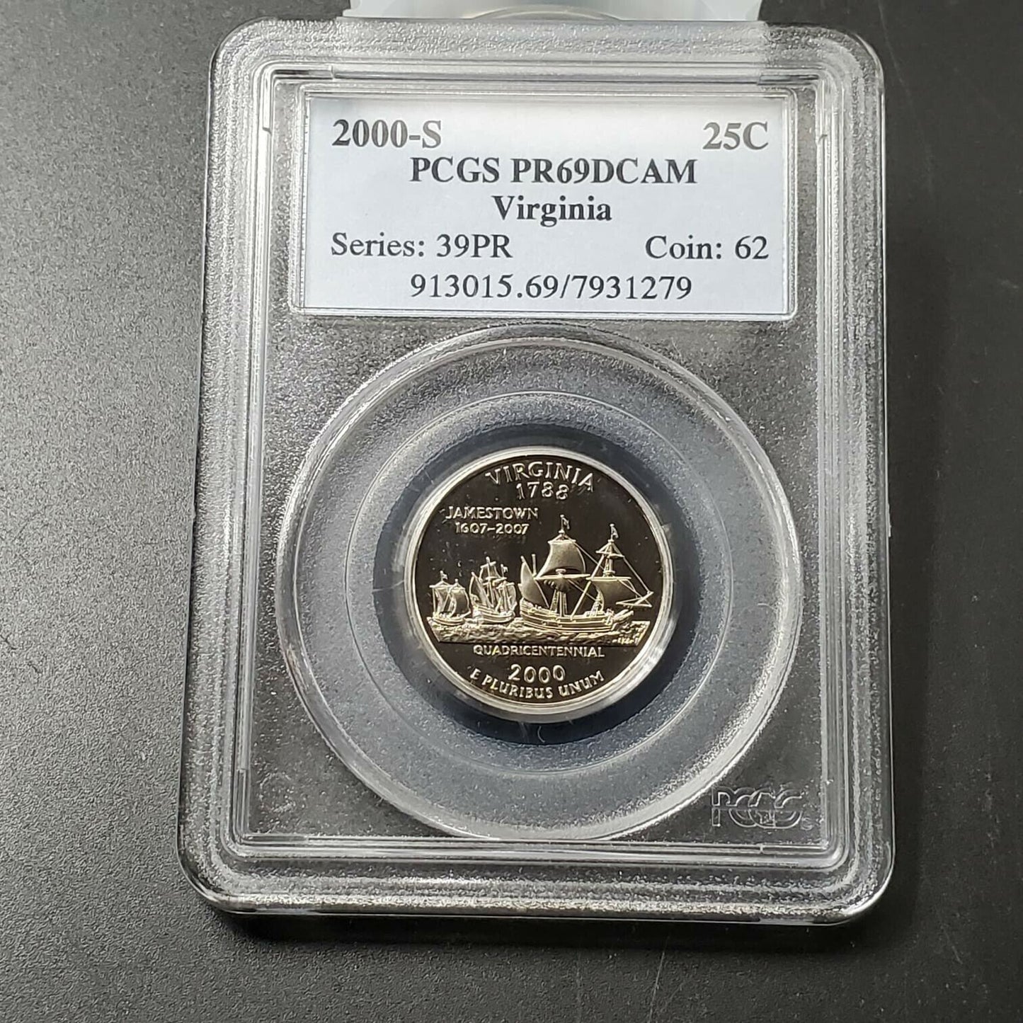 2000 S Complete 5 Coin CLAD Proof Quarter Set PCGS Graded PR69 DCAM