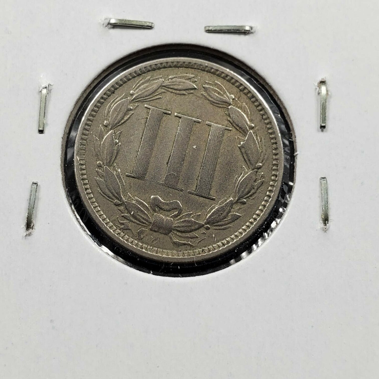 1866 3c Liberty Three Cent Nickel Coin CH XF EF / AU Planchet Lamination Error