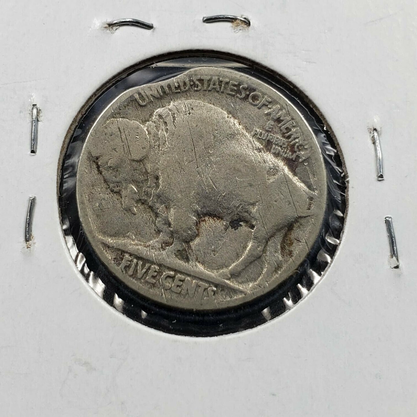1935 Buffalo 5c Indian Nickel Error Coin Clipped Planchet circulalted