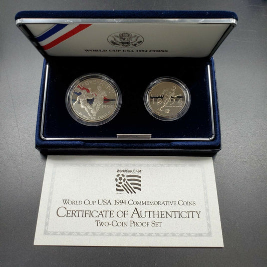 1994 World Cup Commemorative Proof Silver Dollar and Half Dollar 2PC Set