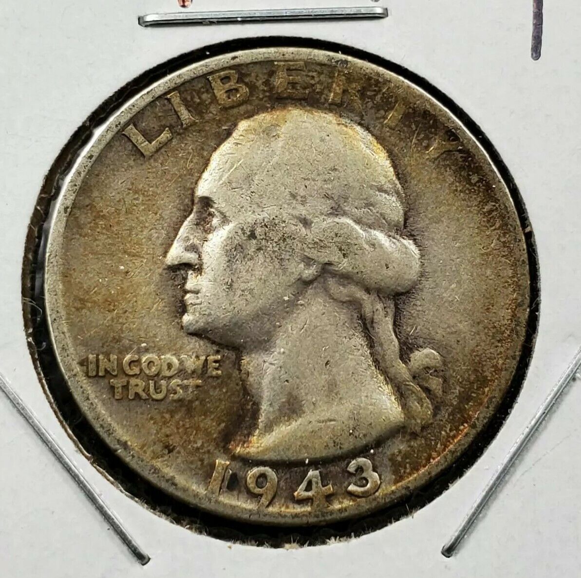 1943 S Washington Silver Quarter Coin Circulated Neat Toning San Francisco