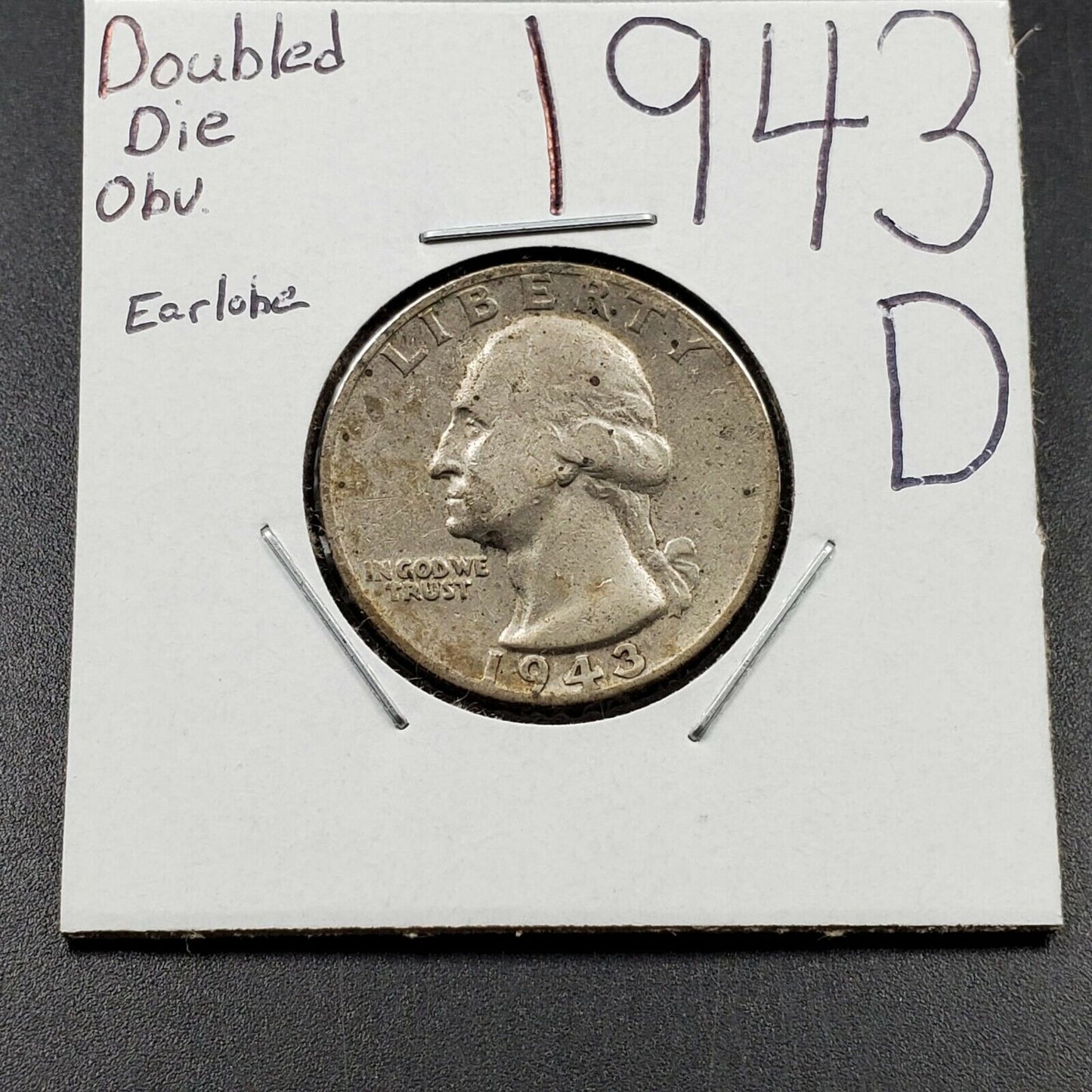 1943 S Washington Silver Quarter Coin AVG VF FS-101 DDO Double Die OBV Circulate