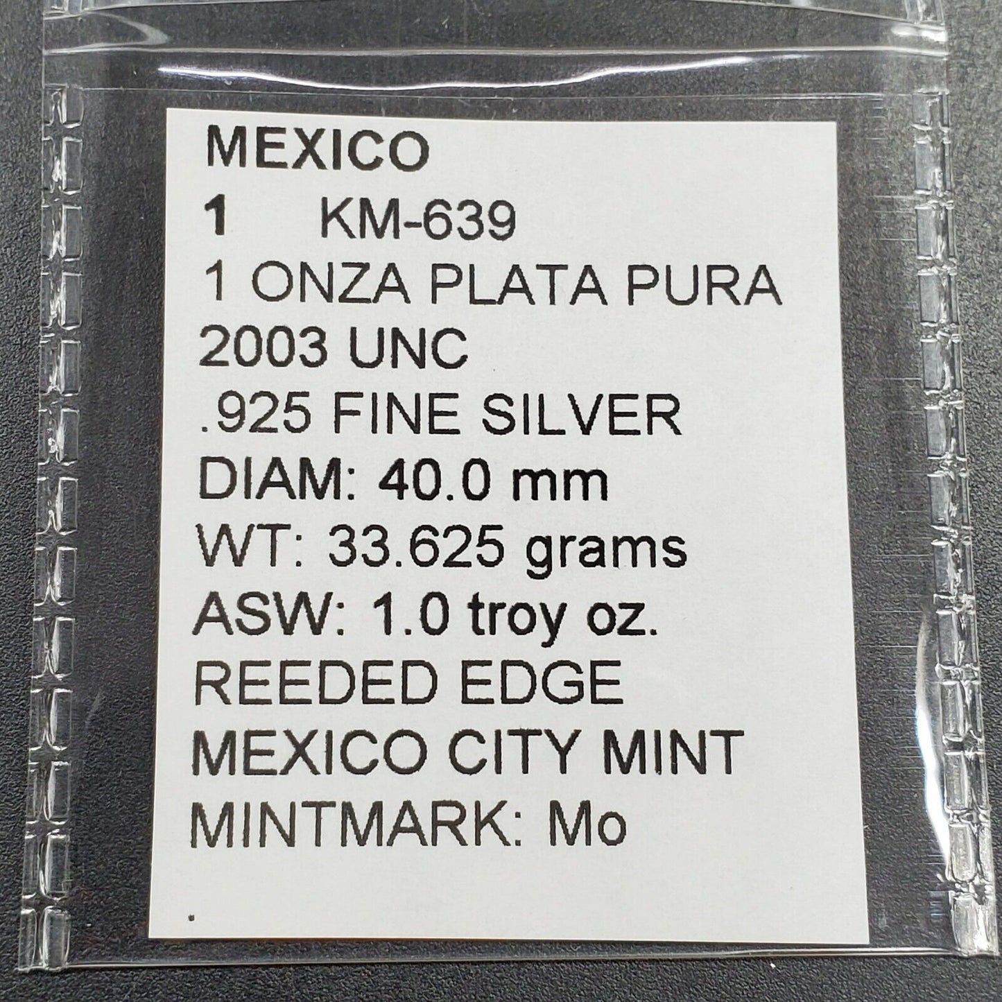 2003 Mo 1 oz Onza Mexico Libertad Gem BU UNC Ley .999 Plata Pura