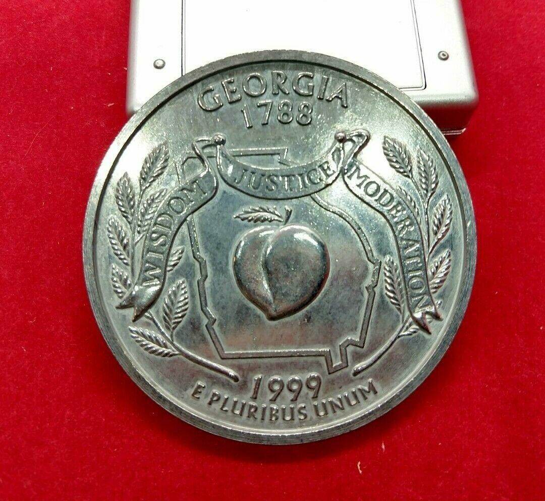 Large 3 Inch Novelty Coin/Coaster/Paperweight 1999 Georgia State Quarter Design