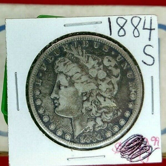 1884 s Morgan Silver Dollar Coin CHOICE VF Very Fine NEAT TONING TONER ORIGINAL