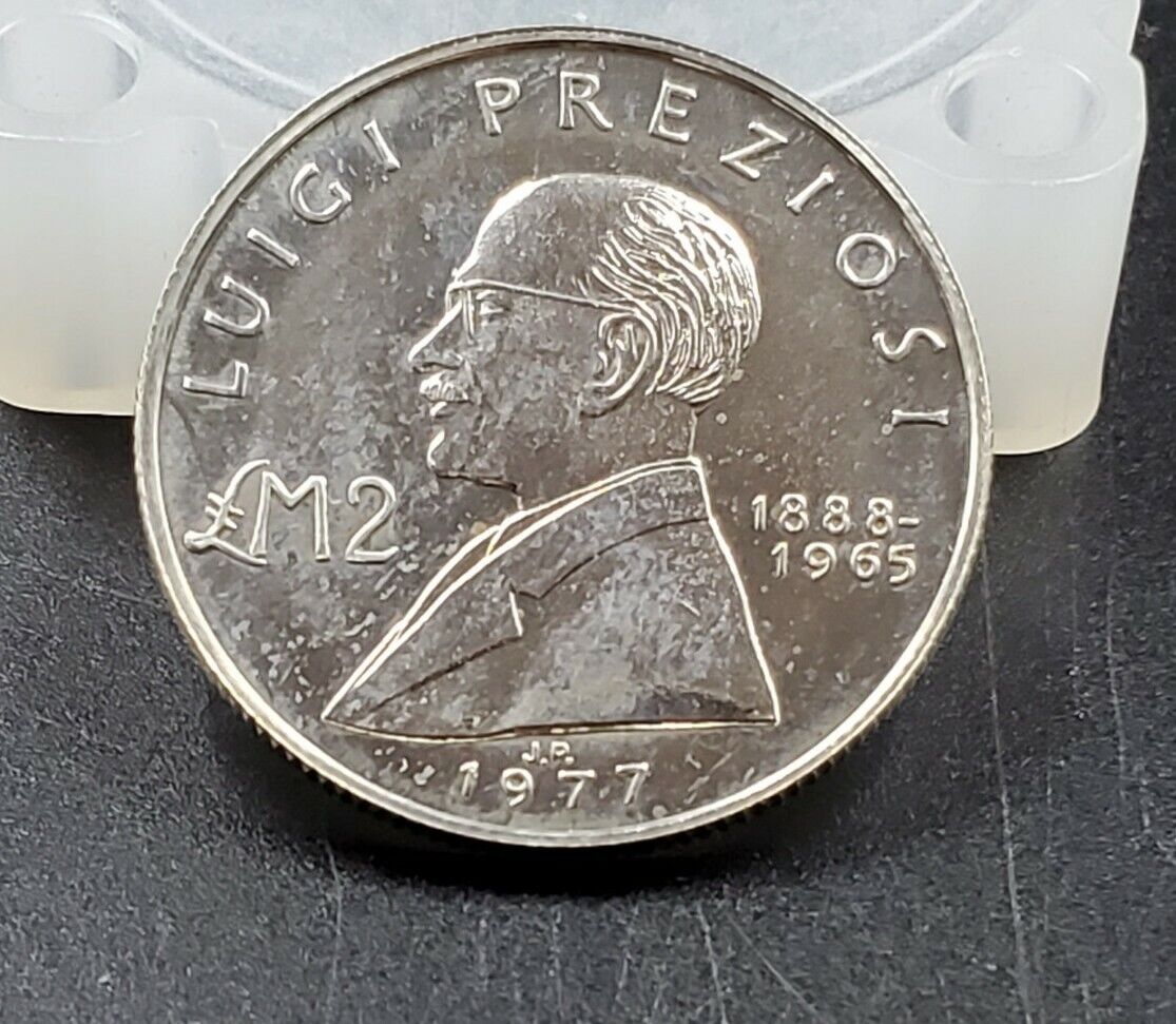 Malta Republic 1977 Silver Coin LM2 Luigi Preziosi Proof Like Gem 3.692k MINTAGE