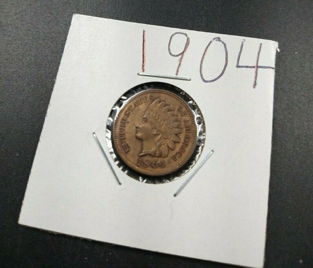 1904 1c Indian Cent Head Penny Coin AU About UNC RB Colored Nice Look