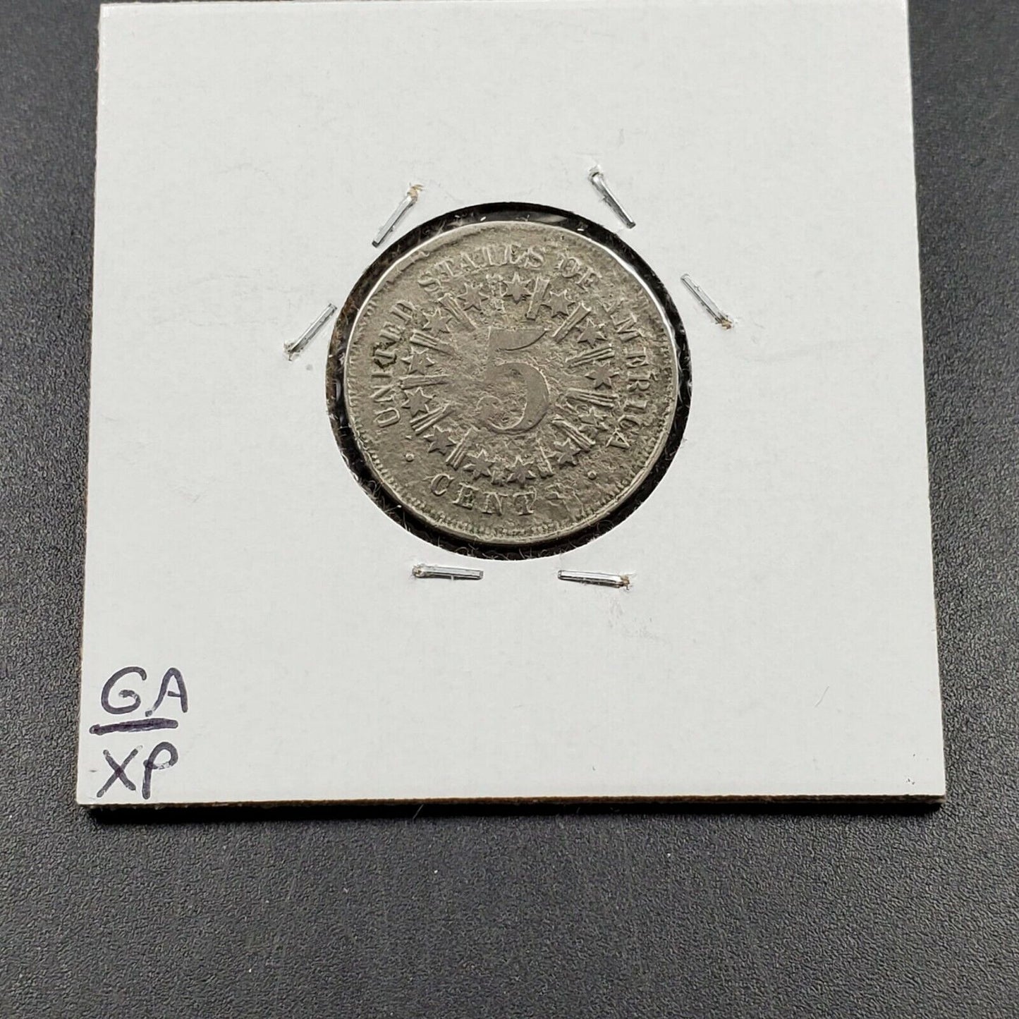1866 Shield Nickel Five Cents Coin VG Details Acid Restored