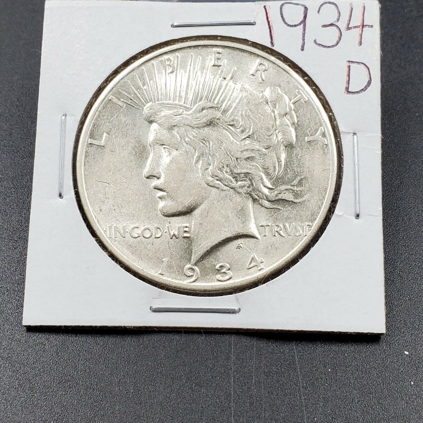 1934 D $1 Peace Silver Dollar AU About UNC Details Cleaned Nice Looking Coin