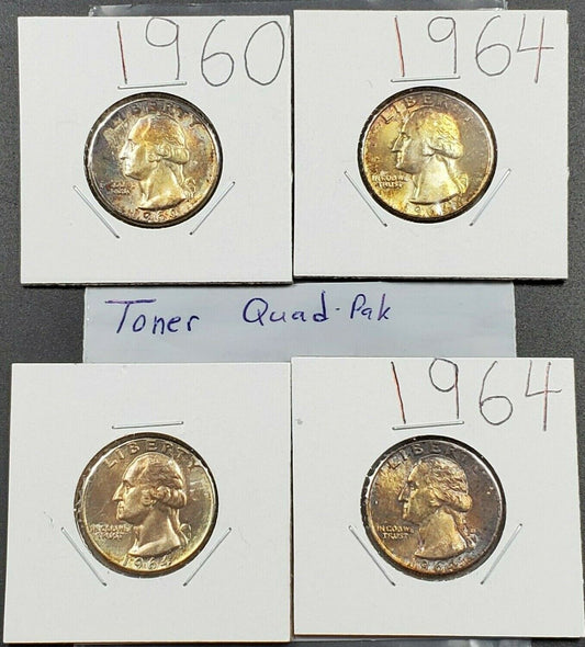 estate lot 3 PQ Toned 1964 Silver Quarters UNC +1 1960 quarter neat toning CH AU