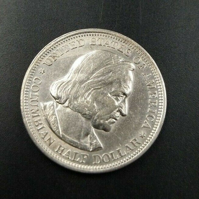 1893 Columbian Silver Half Dollar  Worlds Fair Coin Average AU About UNC