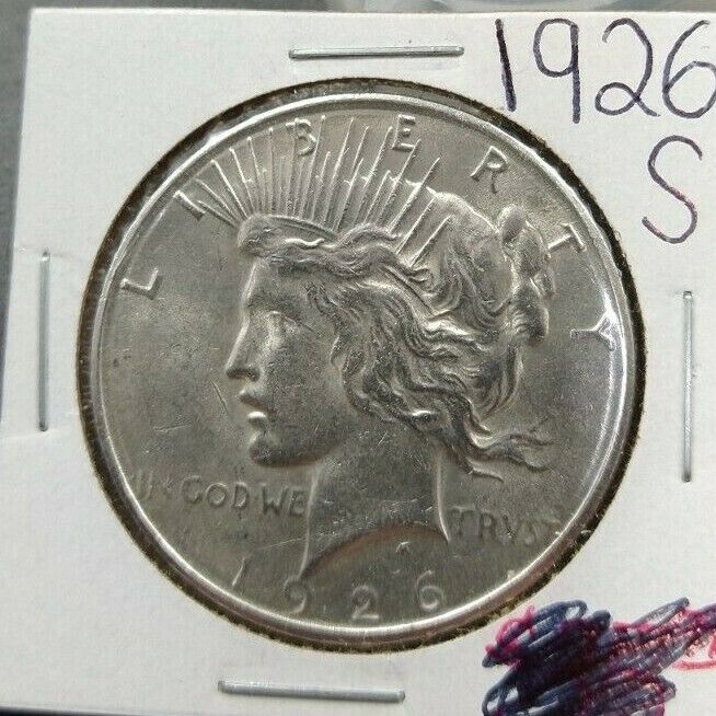 1926 S Peace 90% Silver Eagle Dollar Coin Average AU About UNC