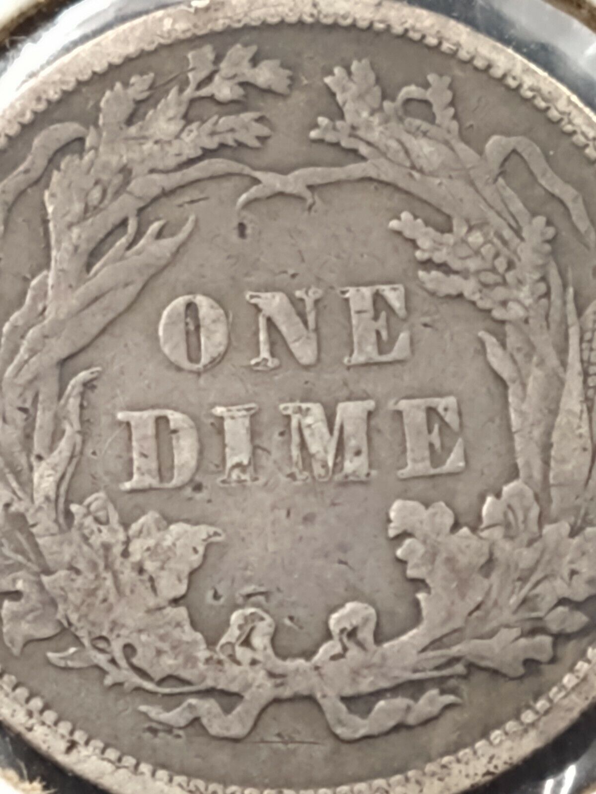 1887 P SEATED LIBERTY SILVER DIME COIN VG / Fine REV Struck by Rusty Die