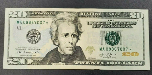 2017 $20 FRN Federal Reserve Star * Note DOUBLE REPEAT Serial Number # Circulate