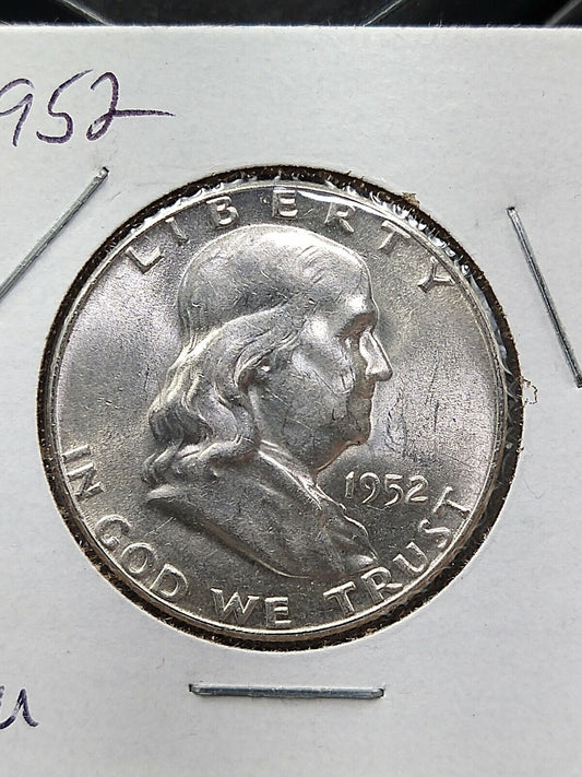 1952 P Franklin Silver Half Dollar Coin AVG BU UNC